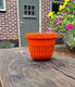 Vintage - retro bloempot - oranje geglazuurd - 2 - Thumbnail