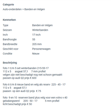 set winterbanden plus reserve banden incl velgen