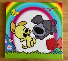 Canvasdoek Woezel en Pip regenboog