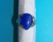 Zilveren ring met blauwe Agaat, model F, maat 16