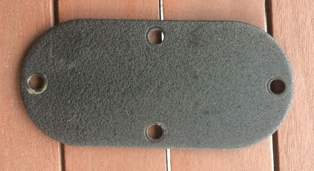 Harley EVO/T.-C. inspectie cover, voor 5 bak primaire 86-06, flat & black wrinkle. - 2