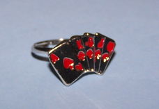 Speelkaarten ring, Tibet zilver, verstelbaar
