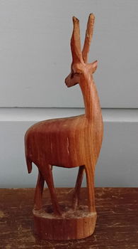 Vintage teakhouten hert - antilope - gazelle - houtsnijwerk - 2