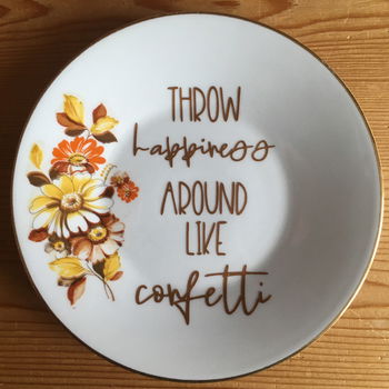 Wandbord/tekstbord (vintage/retro) Throw happiness around 1 - 0