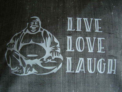 Kussenhoes met quote Live Love Laugh & Boeddha Budha - 1