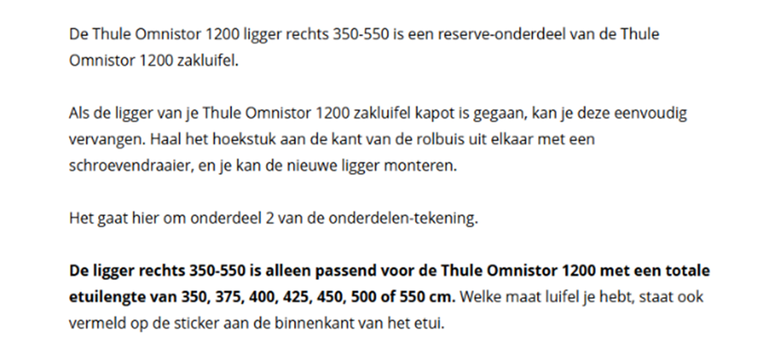 Thule Omnistor 1200 ligger rechts 350-550 - 2