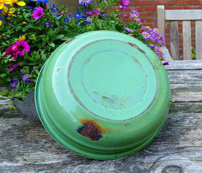 Emaille schaal - bak - reseda groen - geëmailleerd - 4