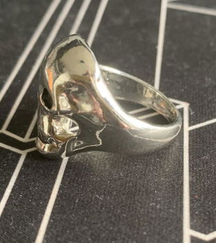 Ring Skull, Verchroomd, 21mm, per stuk - 2