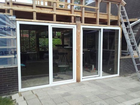 Op voorraad. 2 delige kantel schuifpuien in wit kunststof 2500 x 2150 - 1