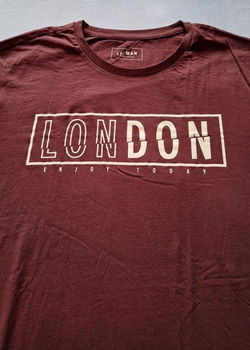 Nieuw bruin T-shirt van Lefties met print London (maat: XL). - 5