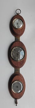 Vintage thermometer barometer hygrometer in eikenhout - 0