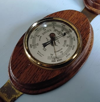 Vintage thermometer barometer hygrometer in eikenhout - 4