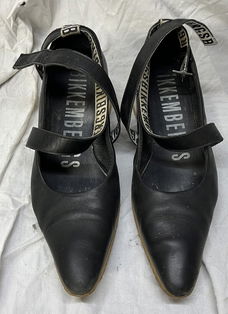 BIKKEMBERGS damesschoenen exclusief, zwart/wit, leder, maat 39, gebruikt
