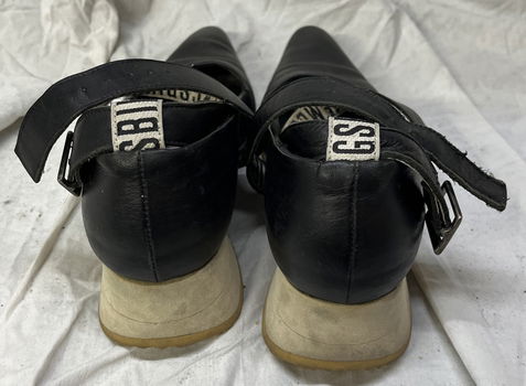 BIKKEMBERGS damesschoenen exclusief, zwart/wit, leder, maat 39, gebruikt - 3