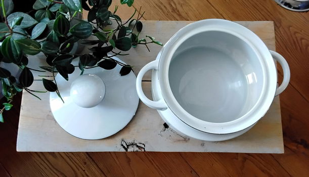 HK Bavaria - vintage porseleinen dekschaal zilverrandjes - 3