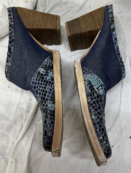 Cowboy muiltjes, me too, blauw/bruin, maat 7 1/2 (39 eu) - 1