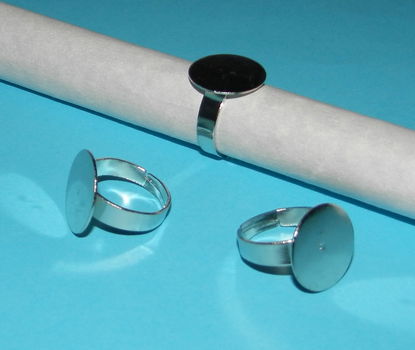 Ring om zelf te decoreren, zilver, 15mm vlakje - 0