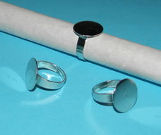 Ring om zelf te decoreren, zilver, 15mm vlakje