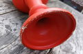 Vintage - retro - oranje bloempot op poot (met spoortjes) - 6 - Thumbnail