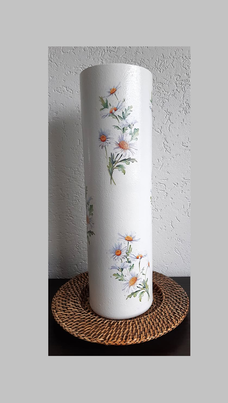 Vaas decoupage wit met bloemenprint Handgemaakt