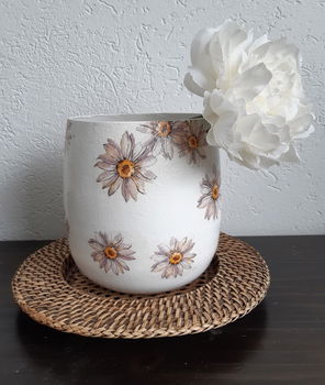 Vaas decoupage met bloemenprint Handgemaakt - 0