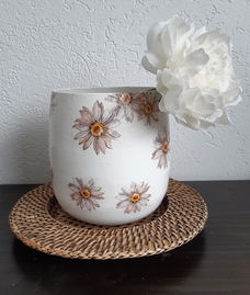 Vaas decoupage met bloemenprint Handgemaakt