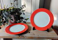 2 bordjes met oranje rand - ontbijtbord - gebaksbord - 0 - Thumbnail