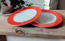 2 bordjes met oranje rand - ontbijtbord - gebaksbord - 1 - Thumbnail