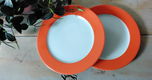 2 bordjes met oranje rand - ontbijtbord - gebaksbord - 2 - Thumbnail