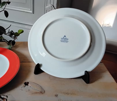 2 bordjes met oranje rand - ontbijtbord - gebaksbord - 3