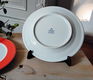 2 bordjes met oranje rand - ontbijtbord - gebaksbord - 3 - Thumbnail