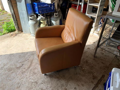Leren fauteuil – Lichtbruin – Zo goed als nieuw - 1