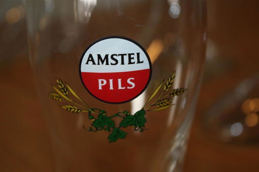Kleine Amstel bierglas-laars – met rood-wit logo (15,6 cm) - 2