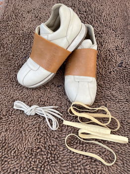 Bikkembergs beige/wit exclusieve sneakers, elastische sluiting - 1