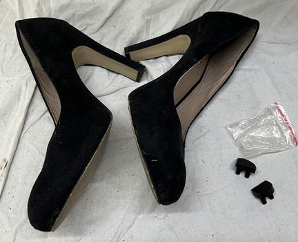 Pumps, zwart daim/leder, met reserve hielbeschermers, la strada, maat 39 - 1