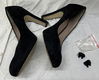 Pumps, zwart daim/leder, met reserve hielbeschermers, la strada, maat 39 - 1 - Thumbnail