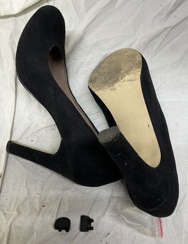 Pumps, zwart daim/leder, met reserve hielbeschermers, la strada, maat 39 - 2