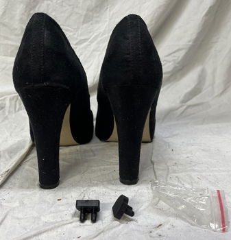 Pumps, zwart daim/leder, met reserve hielbeschermers, la strada, maat 39 - 3