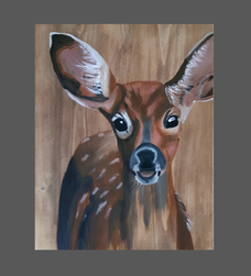 schilderij op steigerhout hertje.