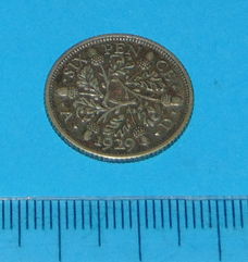 Groot-Brittannië - sixpence 1929 - zilver