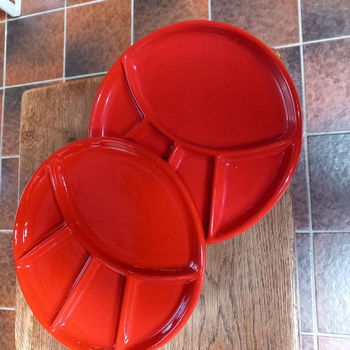 Fondue borden, retro - NIEUW, 8 stuks - 0
