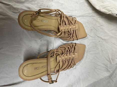Sandalen beige/pastel oranje leder, maat 37, paco herrero. - 0