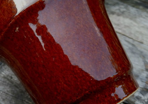 Vintage bloempot in een warme kleur bruin geglazuurd - gemêleerd - 2