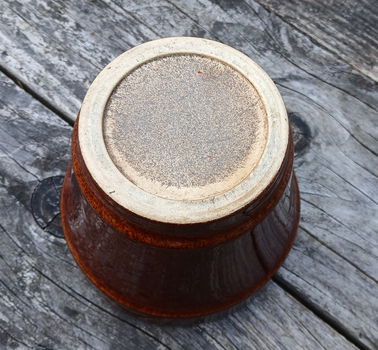 Vintage bloempot in een warme kleur bruin geglazuurd - gemêleerd - 5