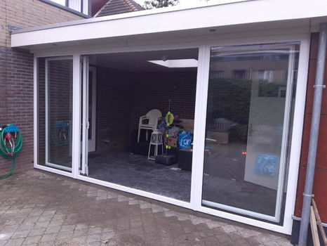 4-delige schuifpuien/ wit kunststof/ 5000 x 2100 - 0