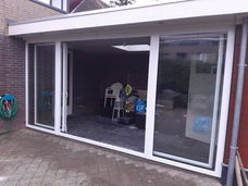 4-delige schuifpuien/ wit kunststof/ 5000 x 2100