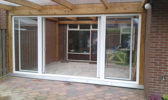 4-delige schuifpuien/ wit kunststof/ 5000 x 2100 - 7
