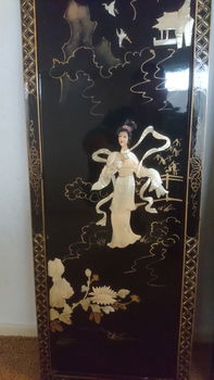 Te koop: Japans Houtsnijwerk (5delig) - Japans Houtsnijwerk (5delig) - 40 jr oud - zie foto's - 5