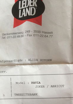Lederen zetel 2 zit, licht beige/wit (150cm breed, 90cm diep) - 1