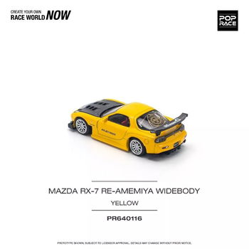 Mazda rx-7 (fd3s) re-amemiya widebody, yellow 1:64 Pop Race 098 - 1